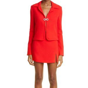 NWT MACH & MACH 2PC Crystal Bow Shirt Red Jacket and Skirt size 6 $948